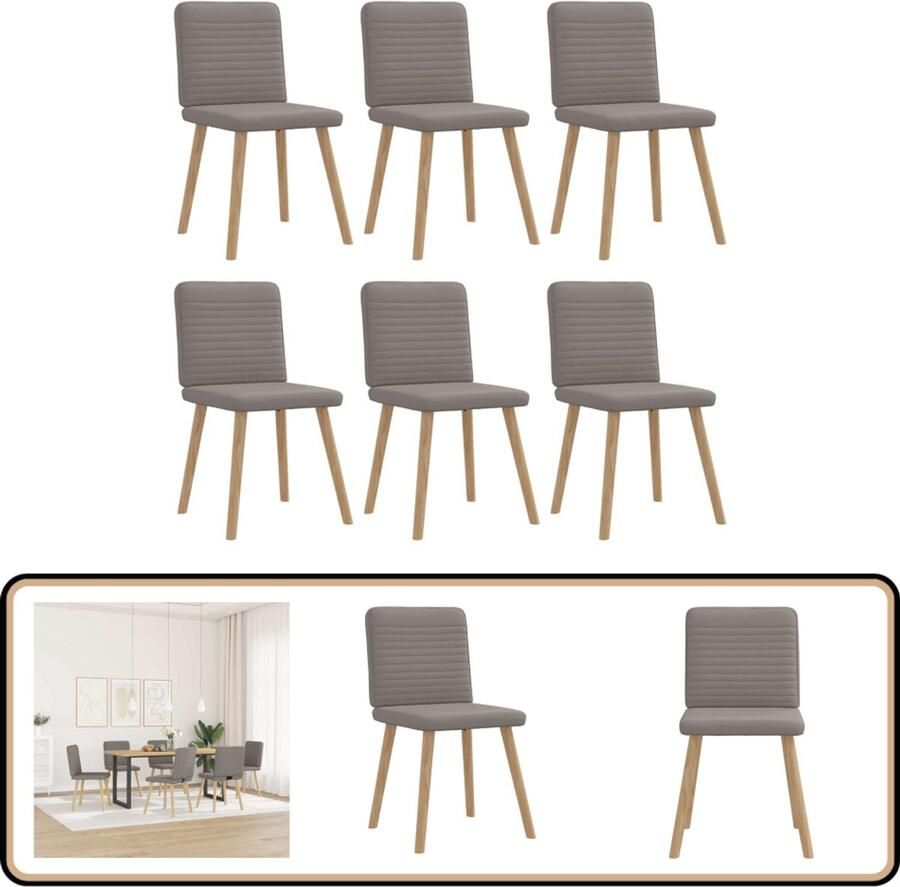 VidaXL Eetkamerstoelen 6 stuks Taupe Stof Eetzitcomfort Eetkamerstoel Comfortabele Stoel Moderne Stoel Taupe Stoel