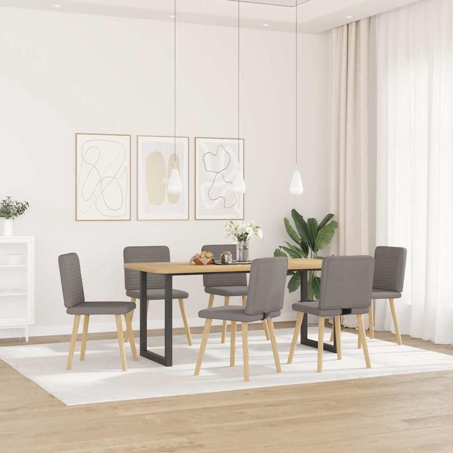 VidaXL Eetkamerstoelen 6 stuks Taupe Stof Eetzitcomfort Eetkamerstoel Comfortabele Stoel Moderne Stoel Taupe Stoel - Foto 2