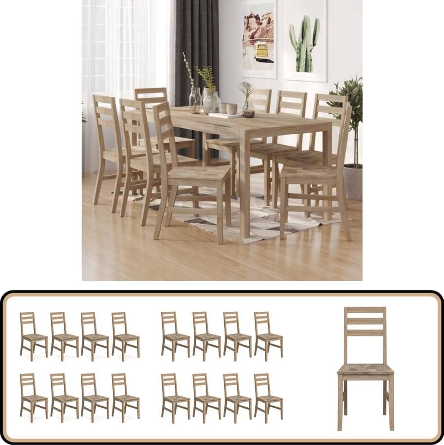VidaXL -Eetkamerstoelen-8-st-massief-acaciahout