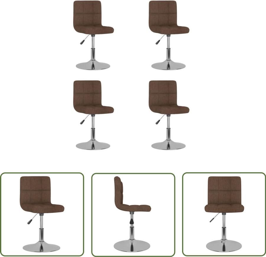 The Living Store Eetkamerstoelen draaibaar 4 st stof bruin Draaibare Eetkamerstoelen Bruin Design Eetkamerstoelen Moderne Eetkamerstoelen Comfortabele Eetkamerstoelen