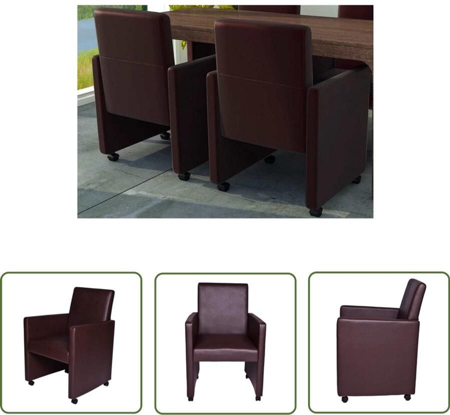 The Living Store Eetkamerstoelen 2 st kunstleer bruin Moderne Eetkamerstoelen Bruin Kunstleren Eetkamerstoelen Op Wieltjes Eetkamerstoelen Set Van 2