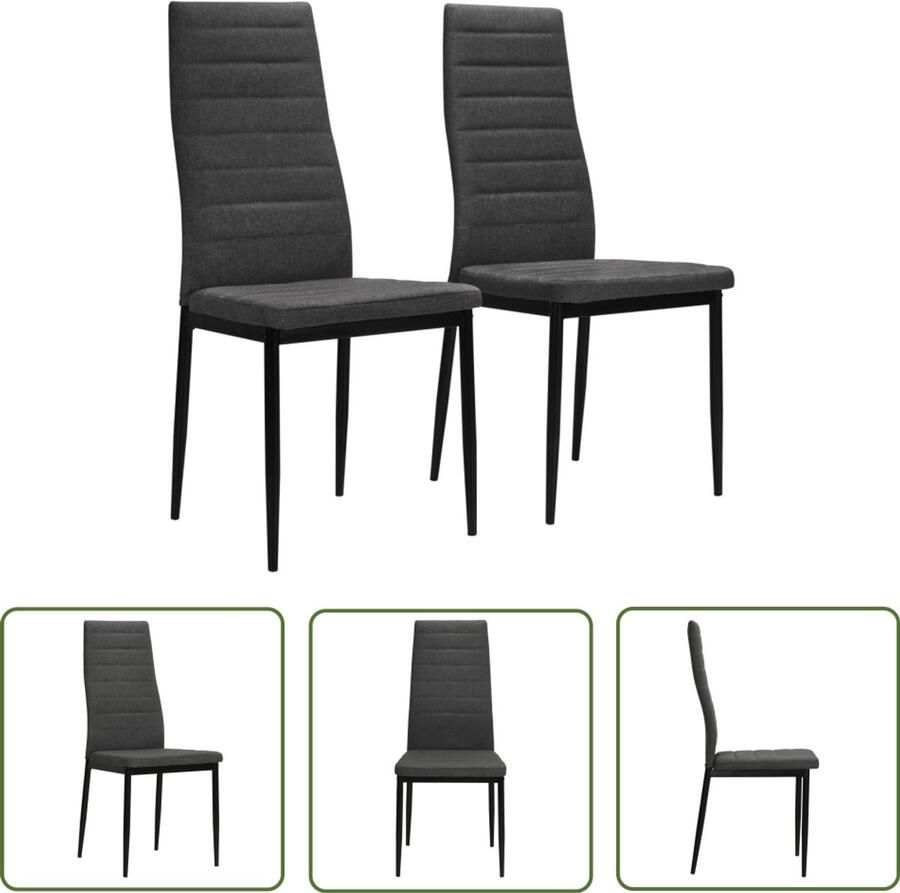 VidaXL Eetkamerstoelen Donkergrijs Set van 2 Eettafel Stoelen Eetkamerstoelen Keukenstoelen Donkere Grijze Stoelen Moderne Stoelen