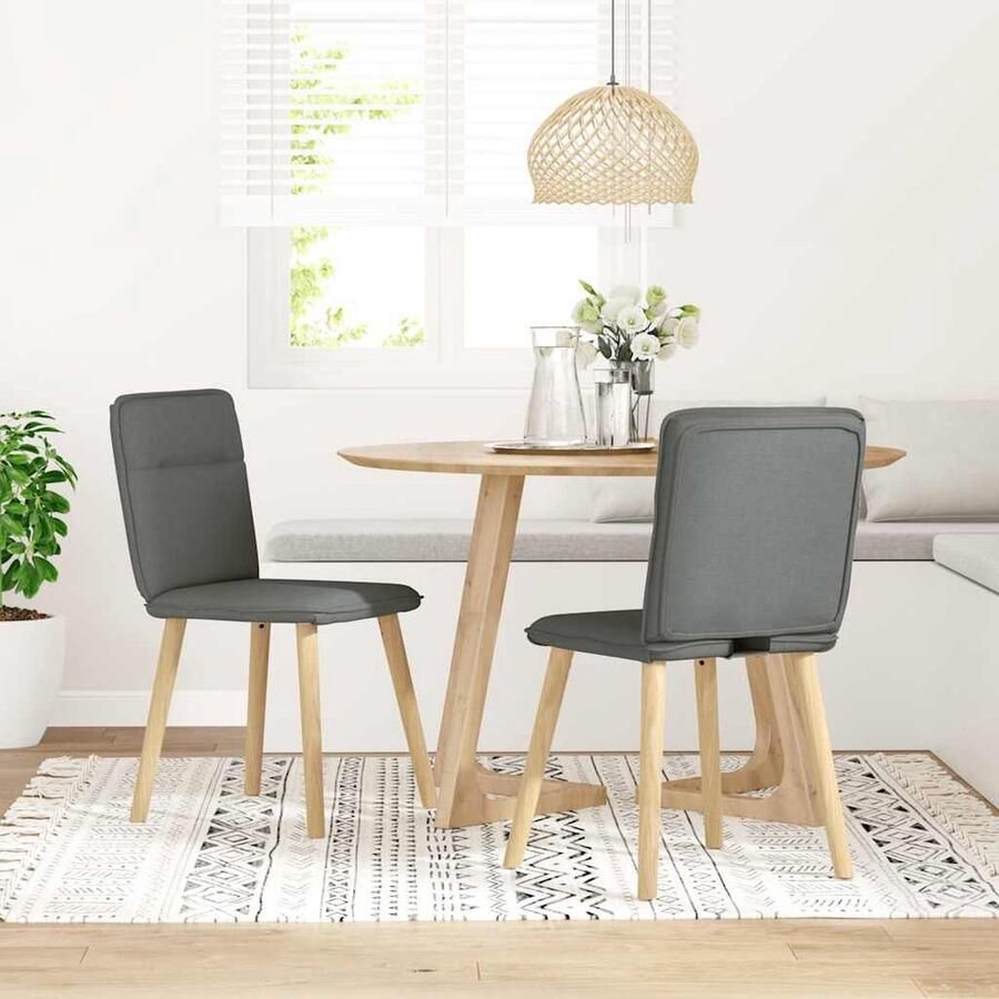 VidaXL Eetkamerstoelen Donkergrijs Set van 2 Eettafelstoel Eetkamerstoel Donkere Stoel Comfortabele Stoel Modern Design