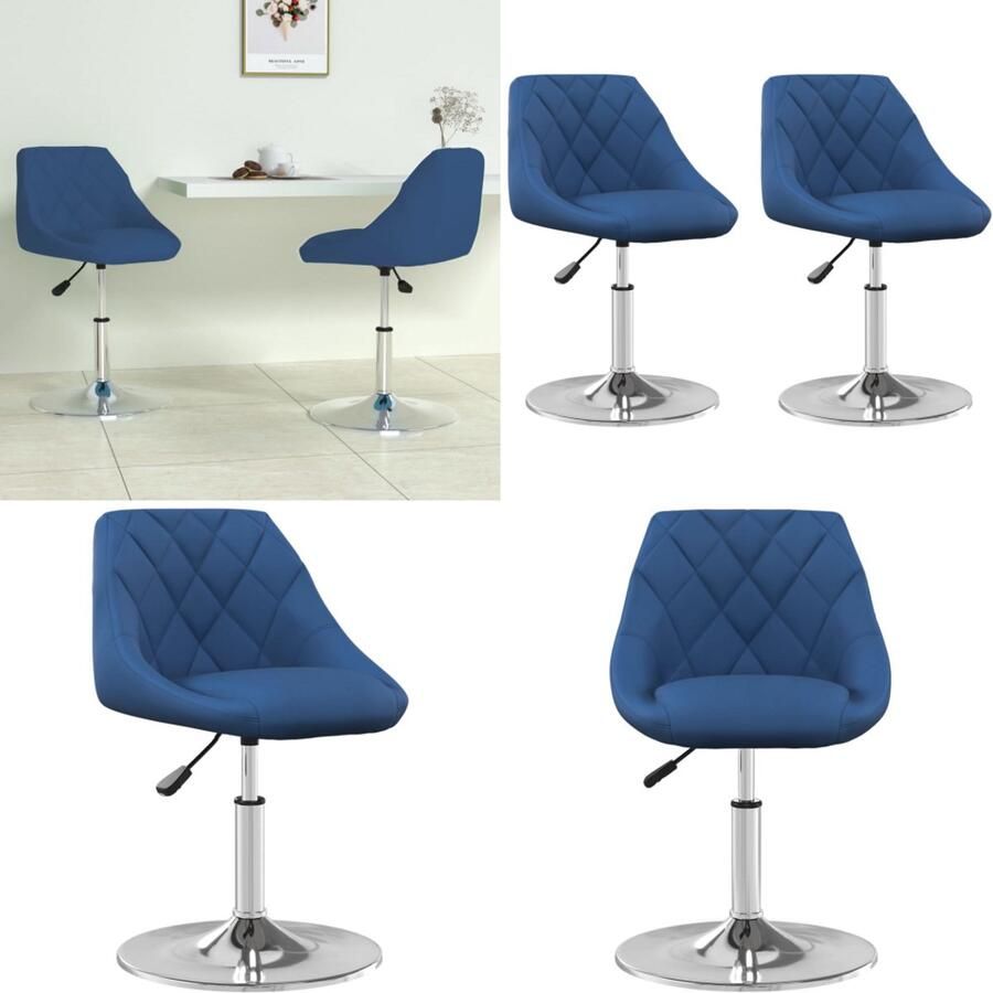 VidaXL Eetkamerstoelen draaibaar 2 st fluweel blauw Eetkamerstoel Eetkamerstoelen Keukenstoelen Keukenstoel