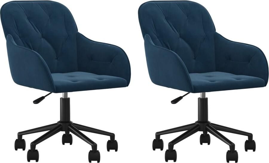 VidaXL -Eetkamerstoelen-draaibaar-2-st-fluweel-blauw