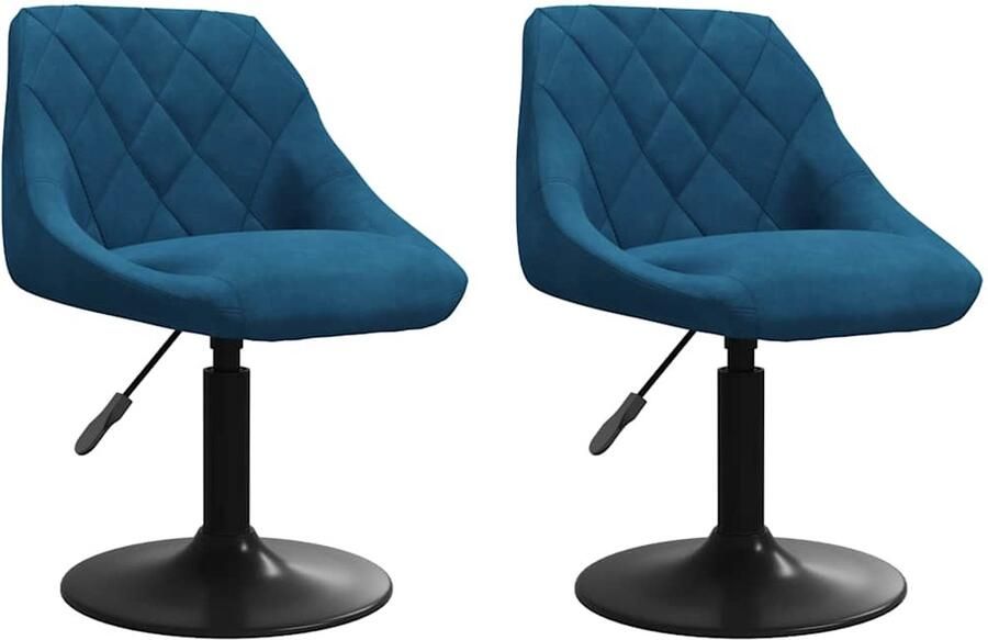 VidaXL -Eetkamerstoelen-draaibaar-2-st-fluweel-blauw - Foto 9