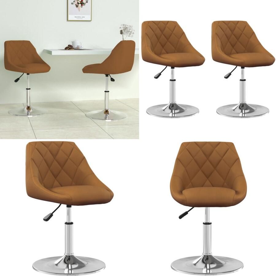 VidaXL Eetkamerstoelen draaibaar 2 st fluweel bruin Eetkamerstoel Eetkamerstoelen Keukenstoelen Keukenstoel