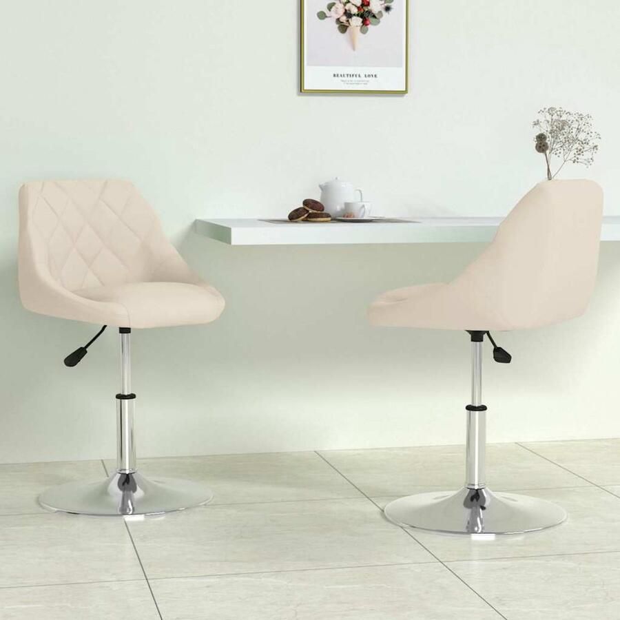 The Living Store Eetkamerstoelen draaibaar 2 st fluweel crèmekleurig Draaibare Eetkamerstoel Eetkamerstoelen Set Fluweel Stoel Moderne Eetkamerstoel Creme Kleur - Foto 2