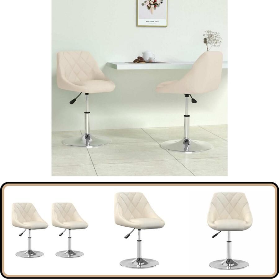 The Living Store Eetkamerstoelen draaibaar 2 st fluweel crèmekleurig Draaibare Eetkamerstoel Eetkamerstoelen Set Fluweel Stoel Moderne Eetkamerstoel Creme Kleur