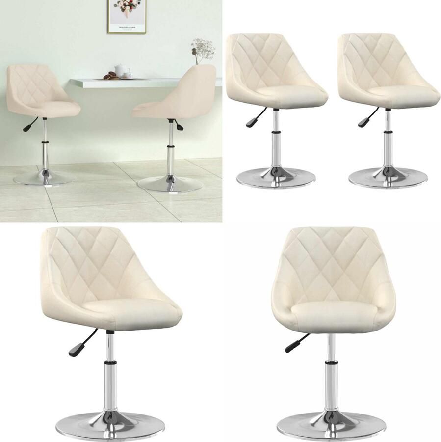 VidaXL Eetkamerstoelen draaibaar 2 st fluweel crèmekleurig Eetkamerstoel Eetkamerstoelen Keukenstoelen Keukenstoel