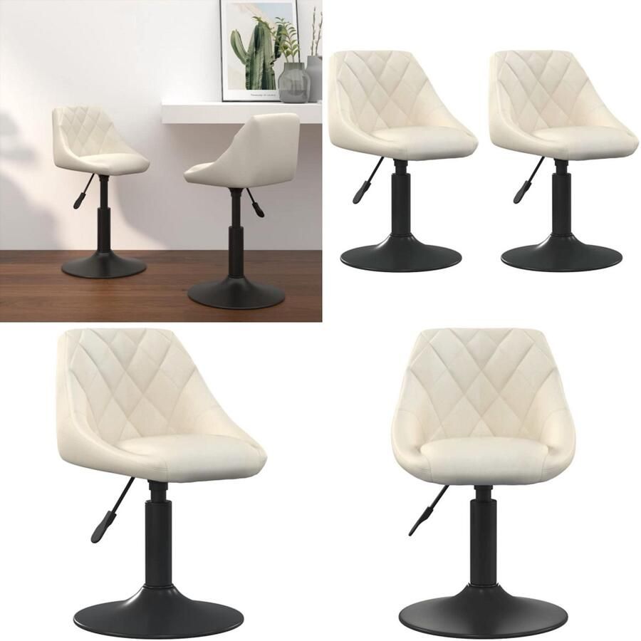 VidaXL Eetkamerstoelen draaibaar 2 st fluweel crèmekleurig Eetkamerstoel Eetkamerstoelen Keukenstoelen Keukenstoel