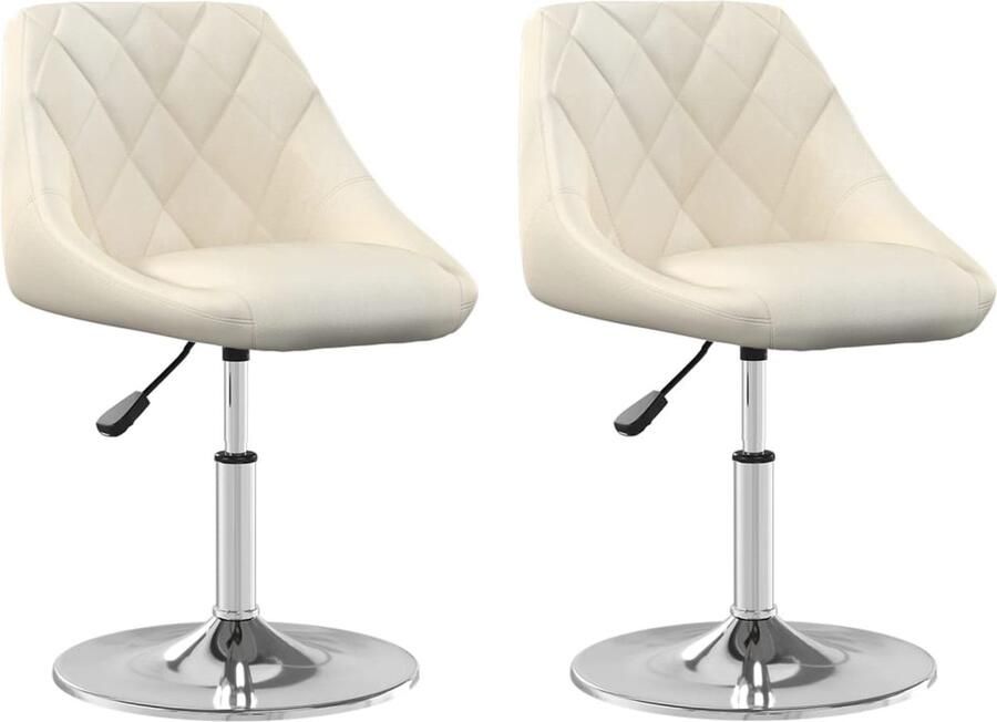 VidaXL Eetkamerstoelen draaibaar 2 st fluweel crÃ¨mekleurig - Foto 3