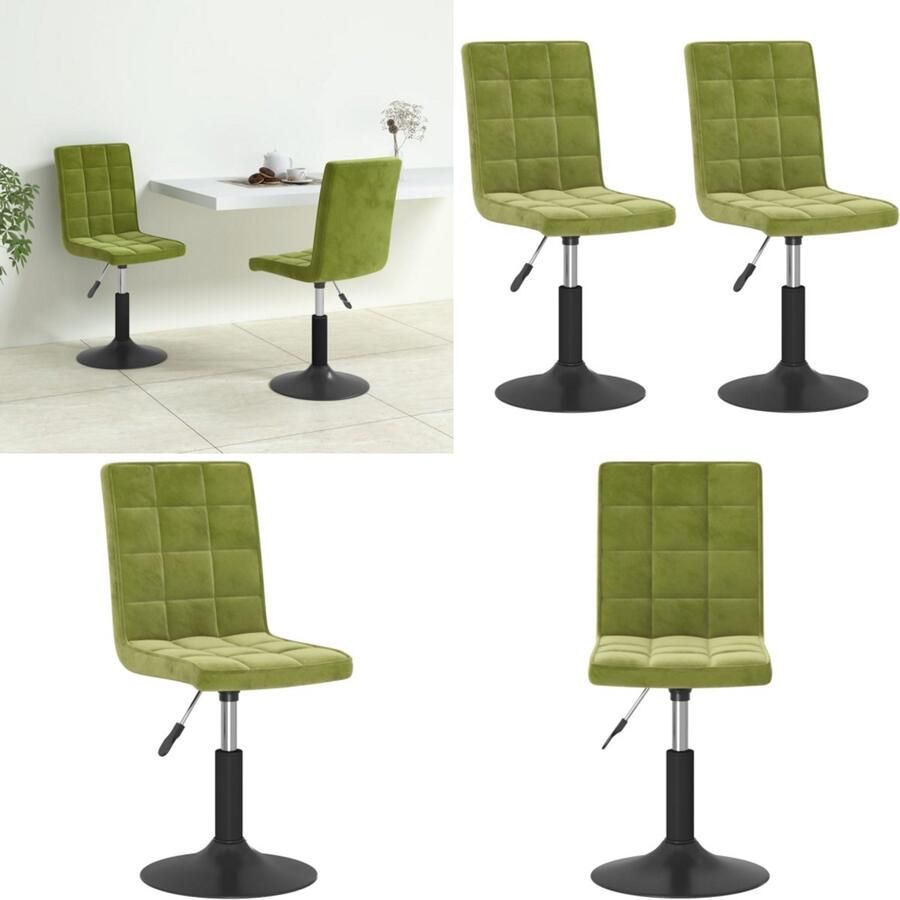 VidaXL Eetkamerstoelen draaibaar 2 st fluweel lichtgroen Draaibare Eetkamerstoel Draaibare Eetkamerstoelen Eetkamerstoel Eetkamerstoelen