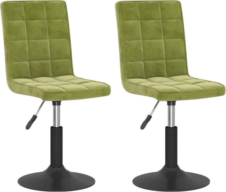 VidaXL Eetkamerstoelen Draaibaar Fluweel Lichtgroen Set van 2 Draaibare Eetkamerstoel Eetkamerstoelen Fluweel Meubels Groene Eetkamerstoelen Design Eetkamerstoelen