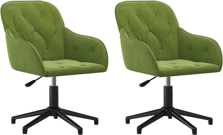 VidaXL Draaibare Eetkamerstoelen 2 stuks Lichtgroen Eetkamerstoelen Fluweel Stoelen Groene Stoelen Verstelbare Stoelen Design Stoelen Luxe Stoelen Comfortabele Stoelen