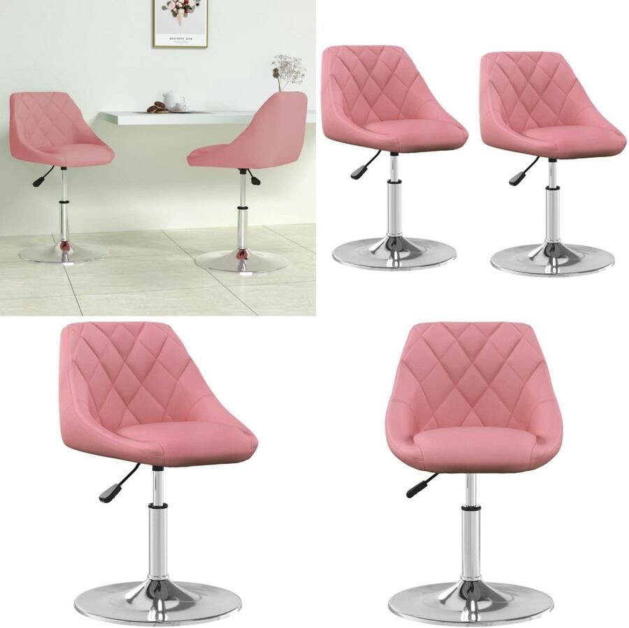 VidaXL Eetkamerstoelen draaibaar 2 st fluweel roze Eetkamerstoel Eetkamerstoelen Keukenstoelen Keukenstoel