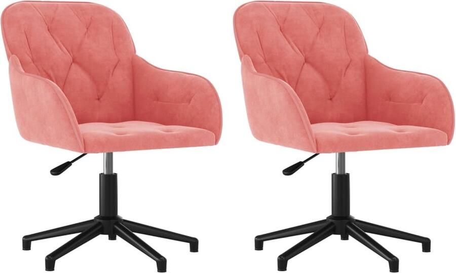 VidaXL -Eetkamerstoelen-draaibaar-2-st-fluweel-roze