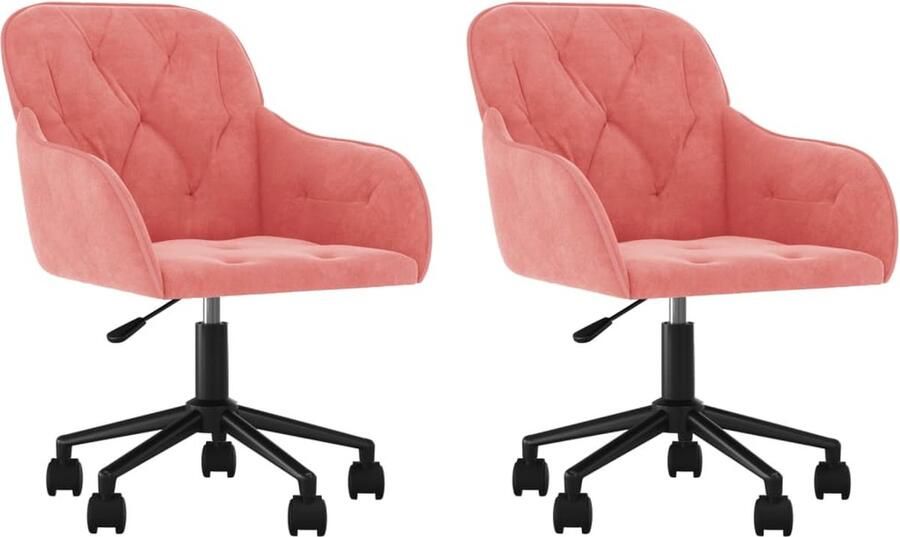 VidaXL -Eetkamerstoelen-draaibaar-2-st-fluweel-roze