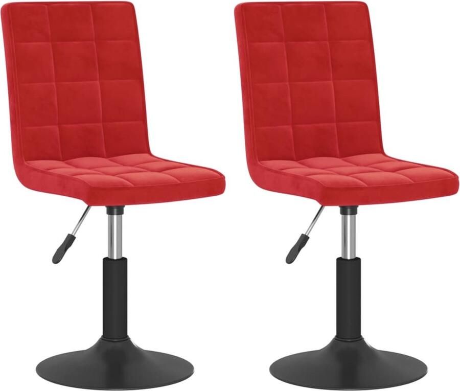 VidaXL -Eetkamerstoelen-draaibaar-2-st-fluweel-wijnrood - Foto 2