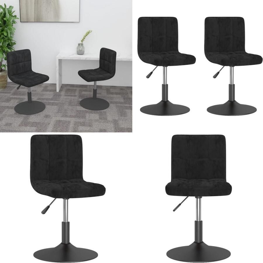 VidaXL Eetkamerstoelen draaibaar 2 st fluweel zwart Eetkamerstoel Eetkamerstoelen Dinerstoel Dinerstoelen