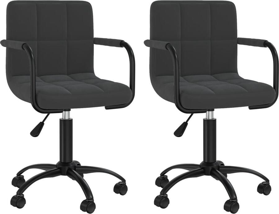 VidaXL Eetkamerstoelen Draaibaar Fluweel Zwart Draaiend Eetkamerstoel Velvet Zwarte Eetkamerstoel Comfortabele Eetkamerstoel Moderne Eetkamerstoel