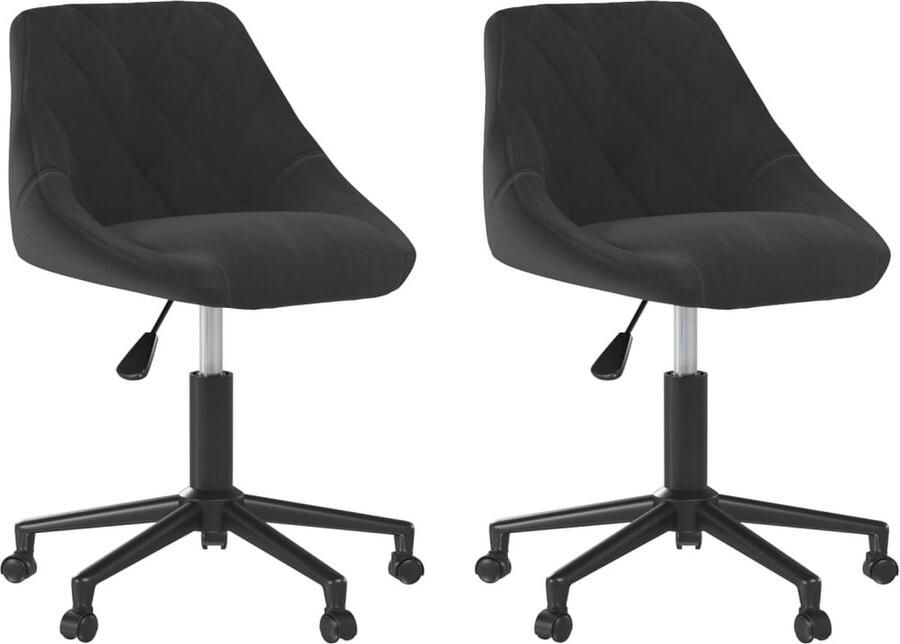 VidaXL Draaibare Eetkamerstoelen Zwart Set van 2 Draaibare Eetkamerstoel Eetkamerstoelen Zwart Velvet Eetkamerstoel Fluweel Meubels Zwarte Eetkamerstoelen