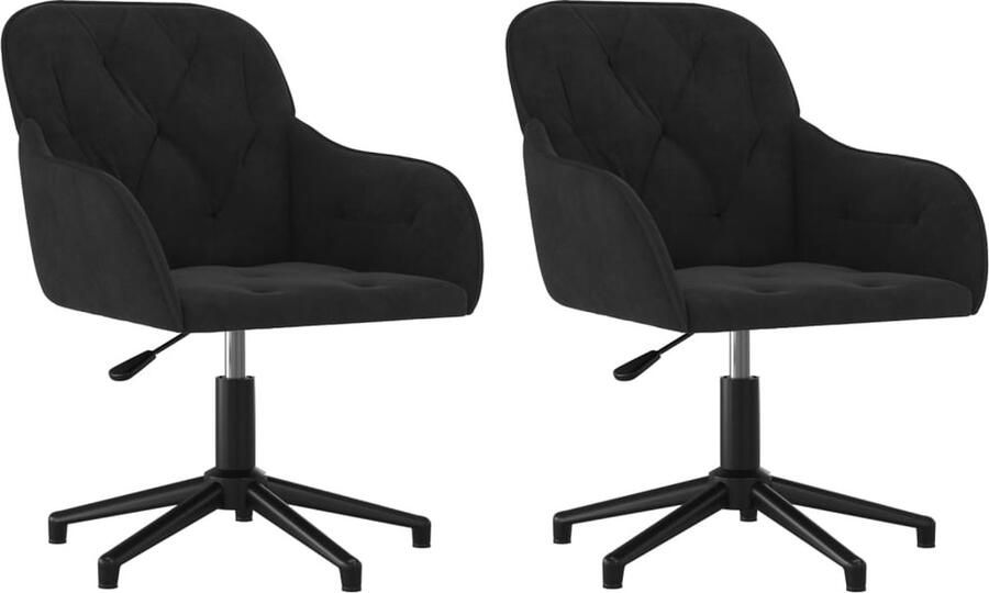 VidaXL -Eetkamerstoelen-draaibaar-2-st-fluweel-zwart