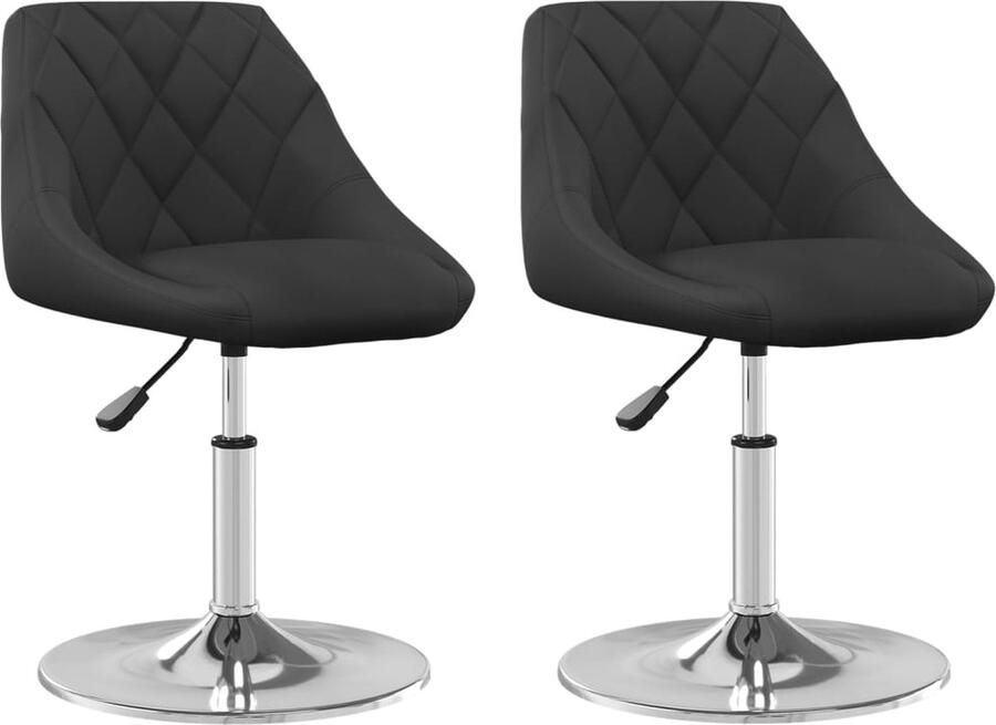VidaXL Eetkamerstoelen draaibaar 2 st fluweel zwart - Foto 2