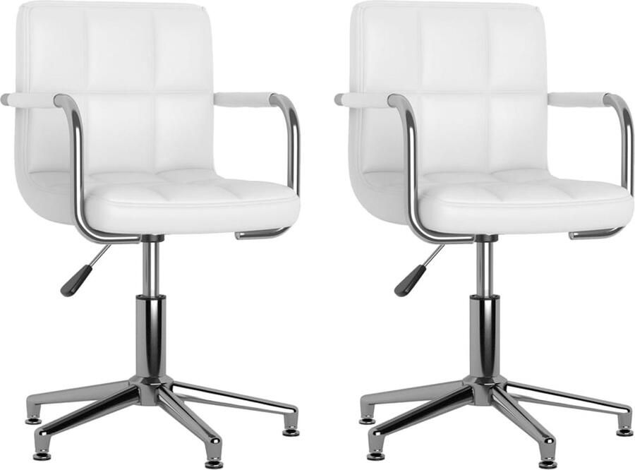 VidaXL -Eetkamerstoelen-draaibaar-2-st-kunstleer-wit