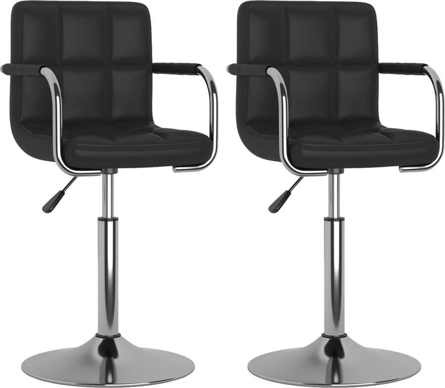 VidaXL Eetkamerstoelen Draaibaar 2 stuks Zwart Draaibare Eetkamerstoelen Zwart Design Eetkamerstoelen Kunstleder Eetkamerstoelen Hoge Eetkamerstoelen - Foto 2