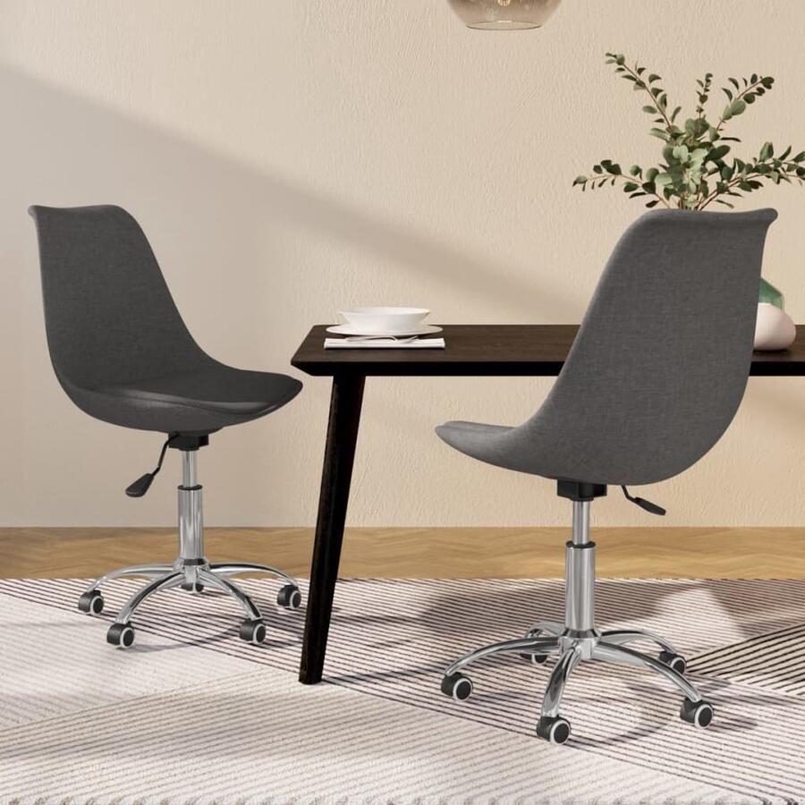 VidaXL Draaibare Eetkamerstoelen Set van 2 Donkergrijs Draaibare Eetkamerstoelen Grijs Donkere Grijze Eetkamerstoelen Comfortabele Eetkamerstoelen Stijlvolle Eetkamerstoelen - Foto 2