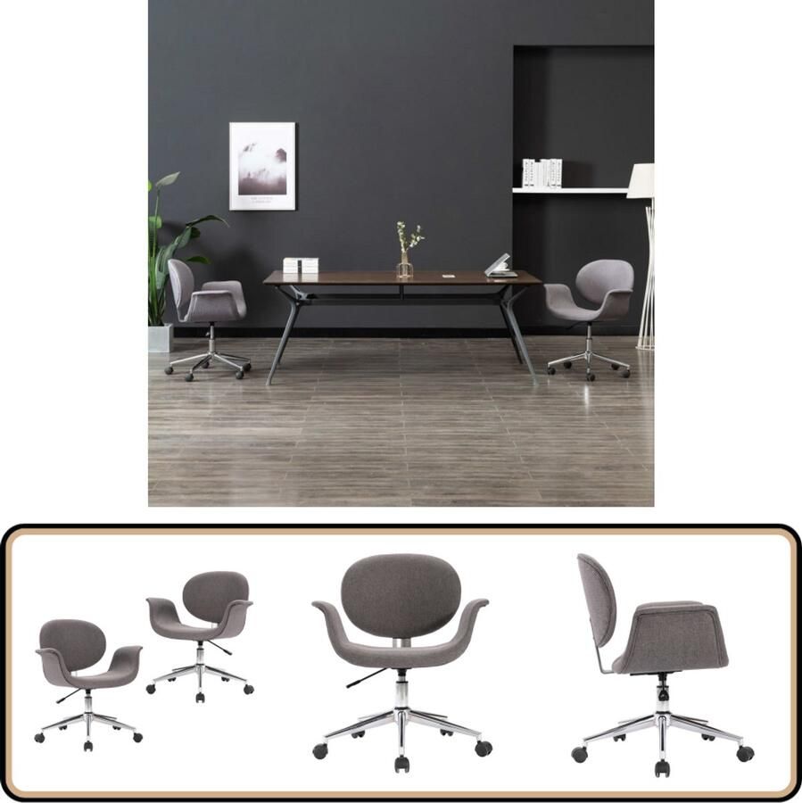 VidaXL -Eetkamerstoelen-draaibaar-2-st-stof-grijs - Foto 2