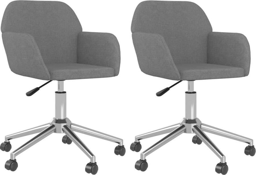VidaXL -Eetkamerstoelen-draaibaar-2-st-stof-lichtgrijs - Foto 3