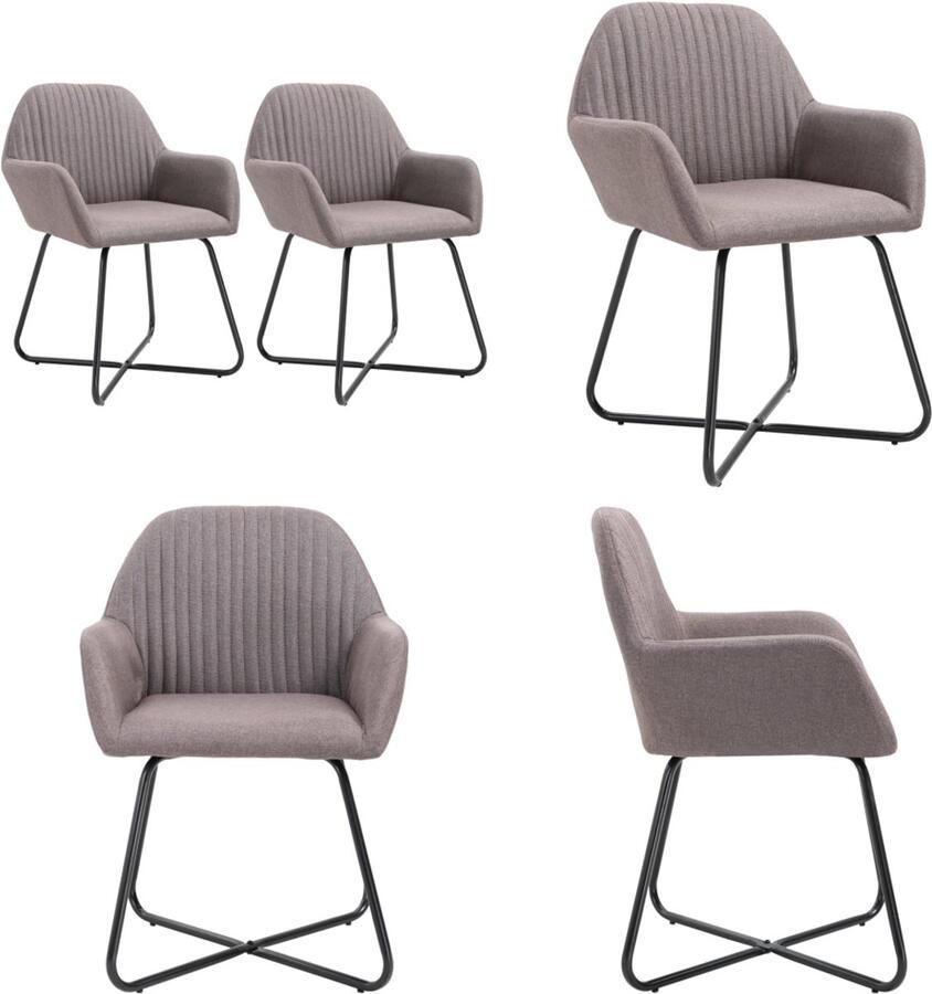 VidaXL Eetkamerstoelen draaibaar 2 st stof taupe Eetkamerstoel Eetkamerstoelen Bijzetstoel Bijzetstoelen