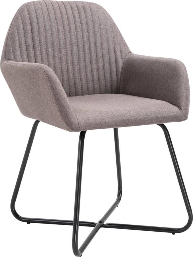 VidaXL Eetkamerstoelen draaibaar 2 st stof taupe