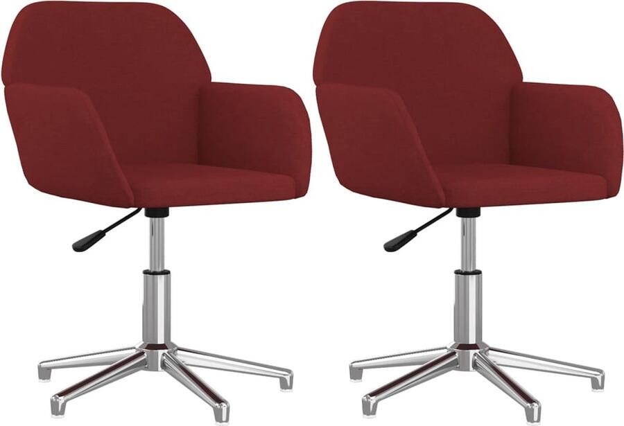 VidaXL -Eetkamerstoelen-draaibaar-2-st-stof-wijnrood - Foto 4