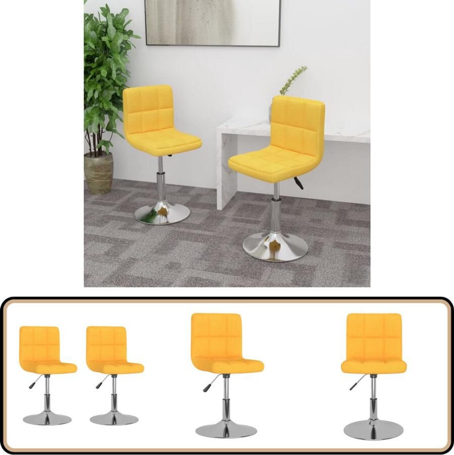 The Living Store Eetkamerstoelen draaibaar 2 st stof geel Draaibare Eetkamerstoel Eetkamerstoelen Geel Design Eetkamerstoel Comfortabele Eetkamerstoel Trendy Eetkamerstoel