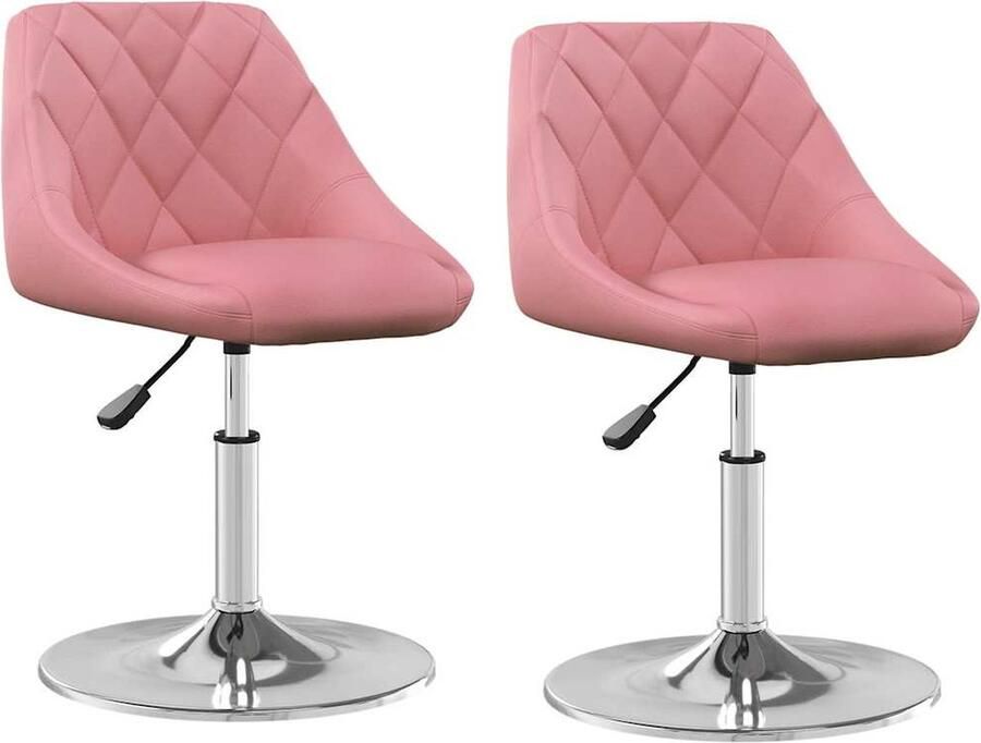 VidaXL Eetkamerstoelen Draaibaar 2 stuks Roze Draaibare Eetkamerstoel Eetkamerstoelen Velvet Stoel Roze Stoel Design Stoel