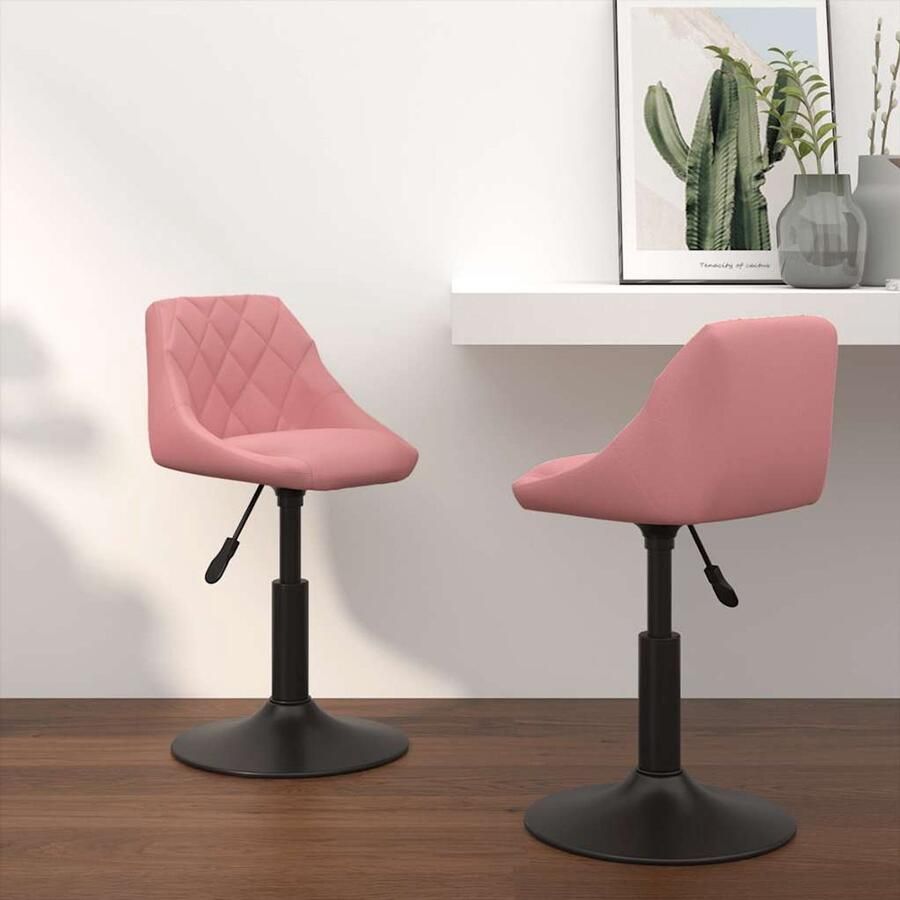 VidaXL Eetkamerstoelen Draaibaar 2 stuks Roze Fluweel Draaibare Eetkamerstoel Eetkamerstoelen Set Fluweel Stoel Moderne Eetkamerstoel Roze Eetkamerstoel