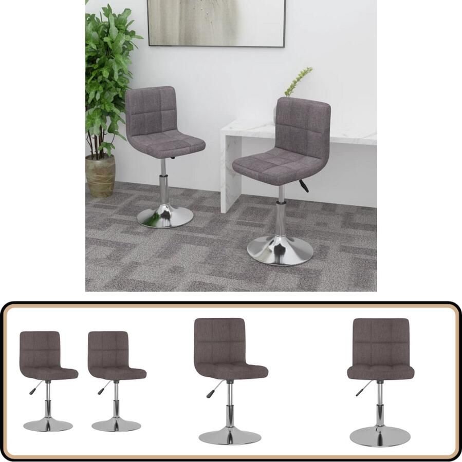 The Living Store Eetkamerstoelen draaibaar 2 st stof taupe Eettafelstoel Eetkamerstoel Draaiende Stoel Stof Stoel Taupe Stoel