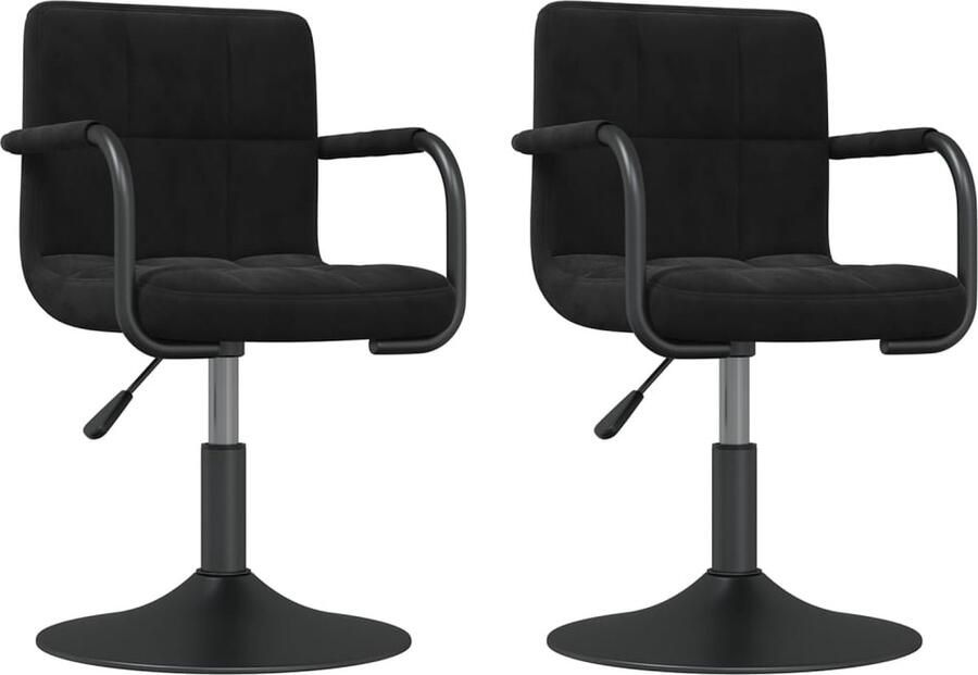 VidaXL Eetkamerstoelen Draaibaar 2 stuks Zwart Draaibare Eetkamerstoelen Fluweel Meubels Zwarte Eetkamerstoelen Design Eetkamerstoelen