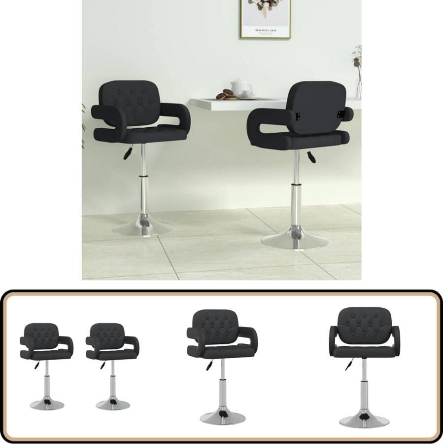 VidaXL Eetkamerstoelen Draaibaar 2 stuks Zwart Eetkamerstoel Draaibare Stoel Kunstleder Stoel Zwarte Stoel Moderne Stoel