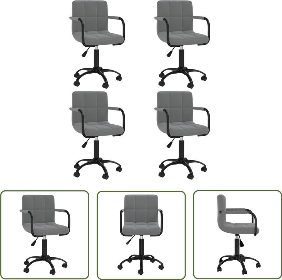 The Living Store Eetkamerstoelen draaibaar 4 st fluweel donkergrijs Draaibare Eetkamerstoel Velvet Donkere Eetkamerstoel Modern Eetkamerstoel Comfortabele Eetkamerstoel