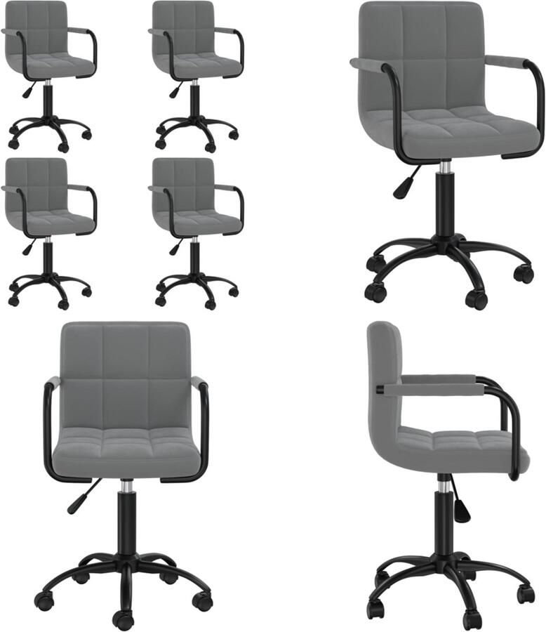 VidaXL Eetkamerstoelen draaibaar 4 st fluweel donkergrijs Eetkamerstoel Eetkamerstoelen Keukenstoelen Keukenstoel