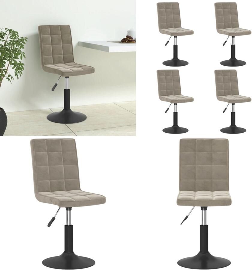 VidaXL Eetkamerstoelen draaibaar 4 st fluweel lichtgrijs Eetkamerstoel Eetkamerstoelen Stoel Stoelen