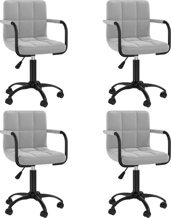 VidaXL -Eetkamerstoelen-draaibaar-4-st-fluweel-lichtgrijs - Foto 4