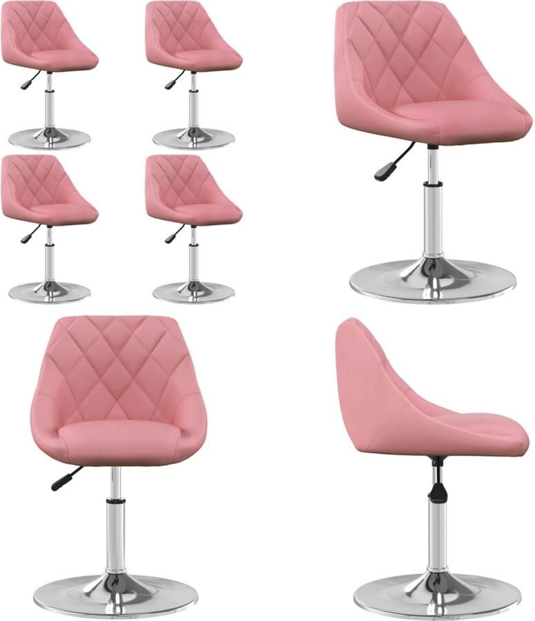 VidaXL Eetkamerstoelen draaibaar 4 st fluweel roze Eetkamerstoel Eetkamerstoelen Dinerstoel Dinerstoelen