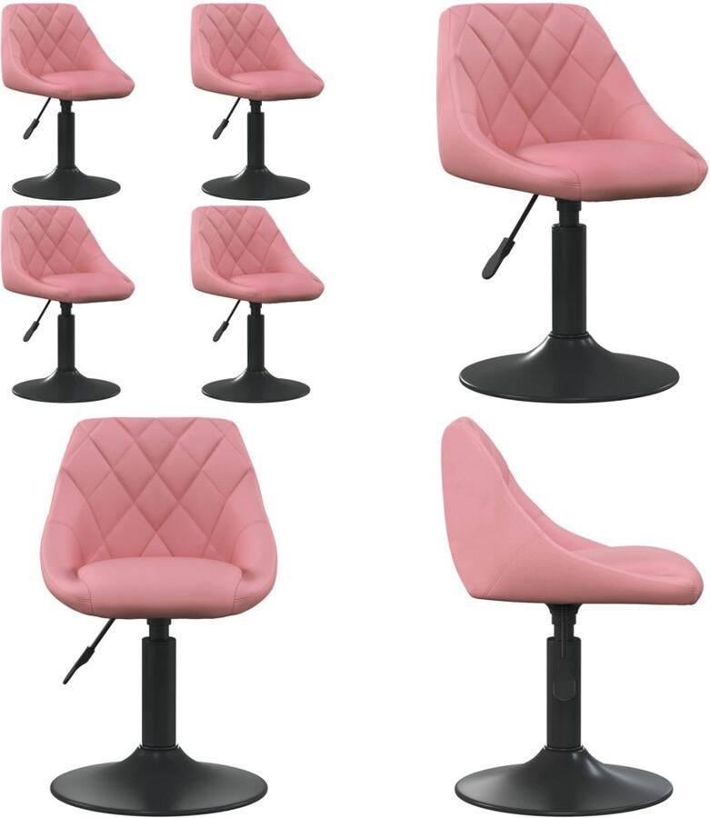 VidaXL Eetkamerstoelen draaibaar 4 st fluweel roze Eetkamerstoel Eetkamerstoelen Dinerstoel Dinerstoelen