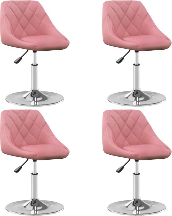 VidaXL -Eetkamerstoelen-draaibaar-4-st-fluweel-roze