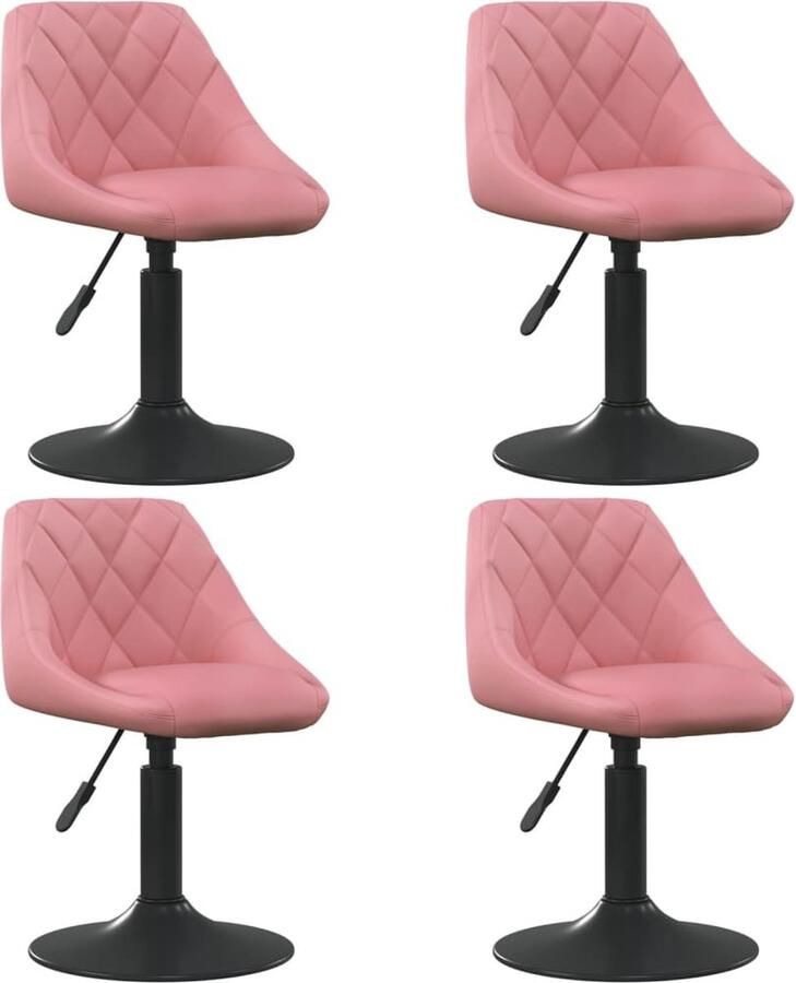 VidaXL -Eetkamerstoelen-draaibaar-4-st-fluweel-roze - Foto 2